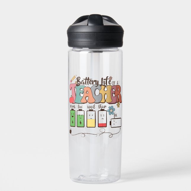 Battery Life of a Teacher – Relatable Educator Water Bottle (Front)