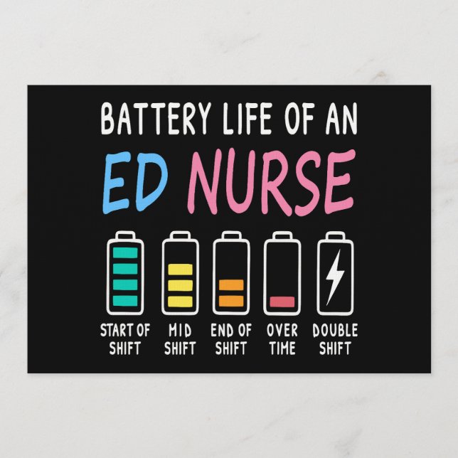 Battery life of an ED nurse levels humor Invitation (Front)