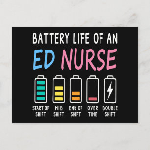 Battery life of an ED nurse levels humor Postcard