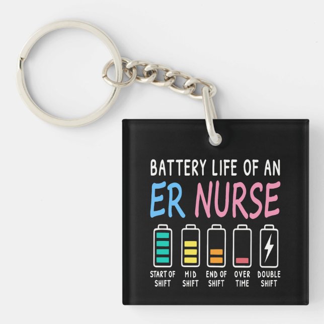 Battery life of an ER nurse humor chart Key Ring (Front)