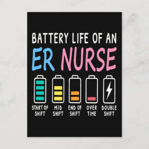 Battery life of an ER nurse humor chart Postcard