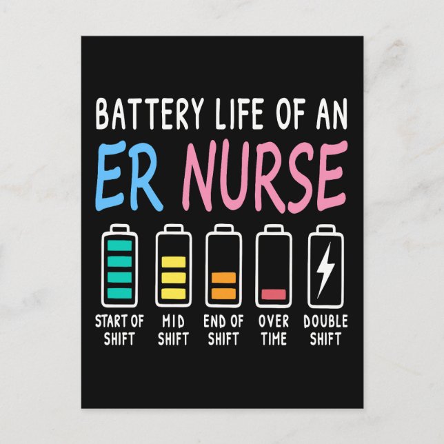 Battery life of an ER nurse humor chart Postcard (Front)