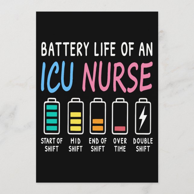 Battery life of an ICU nurse humor chart Invitation (Front)