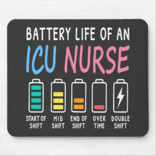 Battery life of an ICU nurse humor chart Mouse Mat