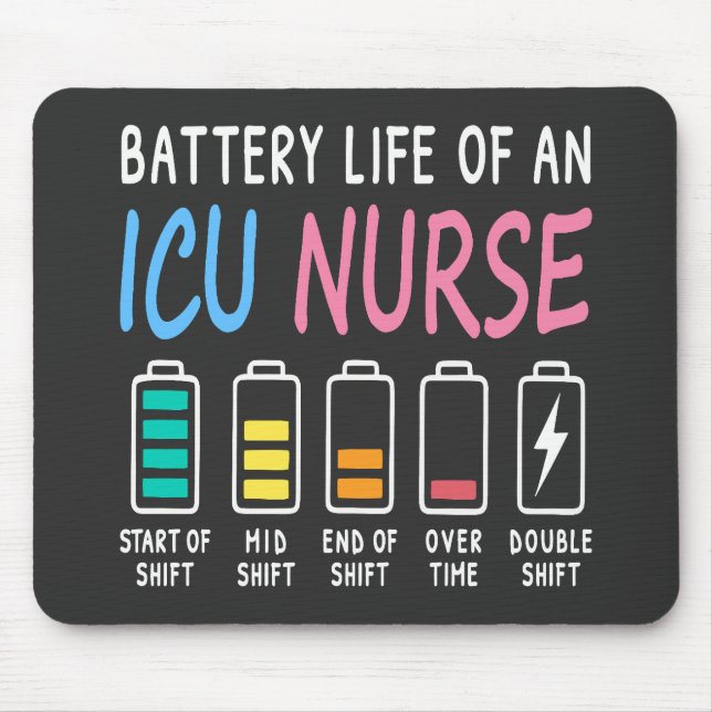 Battery life of an ICU nurse humor chart Mouse Mat (Front)