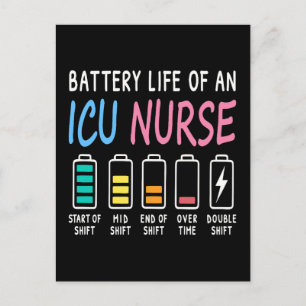 Battery life of an ICU nurse humor chart Postcard