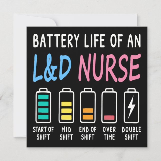 Battery life of an L&D nurse humor chart (Front)