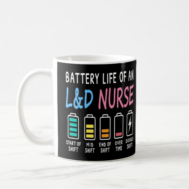 Battery life of an L&D nurse humor chart Coffee Mug (Left)