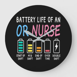 Battery life of an OR nurse humor chart Large Clock