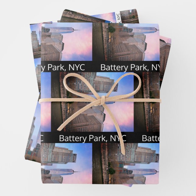 Battery Park from Staten Island Ferry NYC Wrapping Paper Sheet (In situ)