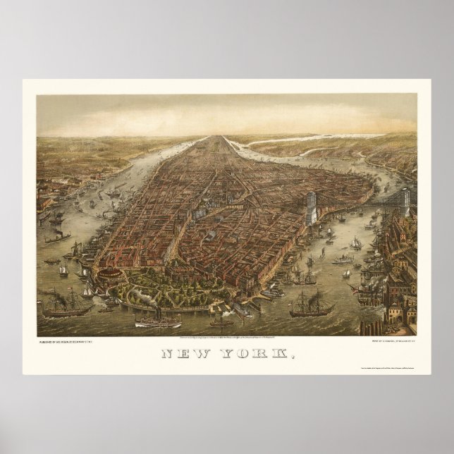 Battery Park, NY Panoramic Map - 1873 Poster (Front)