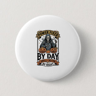 Battery Repair Witch Funny Halloween Technician Sh 6 Cm Round Badge