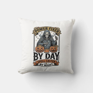 Battery Repair Witch Funny Halloween Technician Sh Cushion