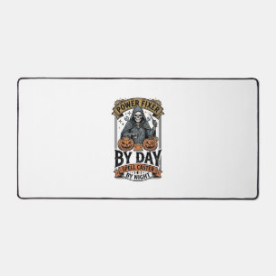 Battery Repair Witch Funny Halloween Technician Sh Desk Mat