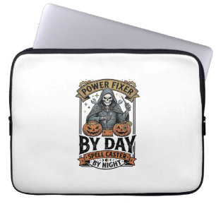 Battery Repair Witch Funny Halloween Technician Sh Laptop Sleeve