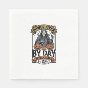 Battery Repair Witch Funny Halloween Technician Sh Napkin