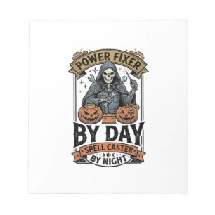 Battery Repair Witch Funny Halloween Technician Sh Notepad