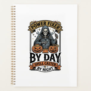 Battery Repair Witch Funny Halloween Technician Sh Planner