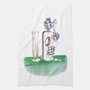 Batting Lesson - cricket, tony fernandes Tea Towel