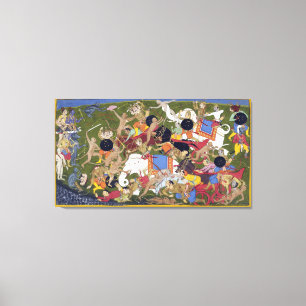 Battle at Lanka Ramayana Udaipur India Sahibdin Canvas Print