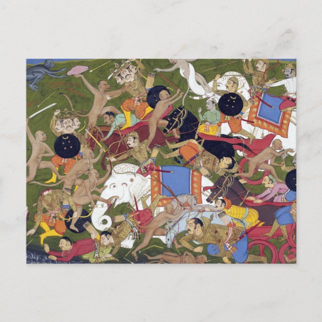 Battle at Lanka Ramayana Udaipur India Sahibdin  Postcard (Front)