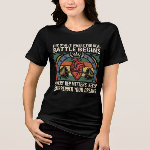 Battle Begins Gym Motivation Vintage Fitness Desig Tri-Blend Shirt