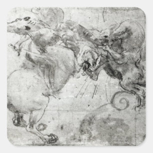 Battle between a Rider and a Dragon, c.1482 Square Sticker