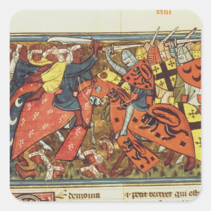 Battle between Crusaders and Moslems Square Sticker