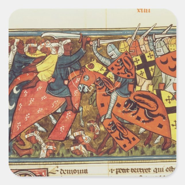 Battle between Crusaders and Moslems Square Sticker (Front)