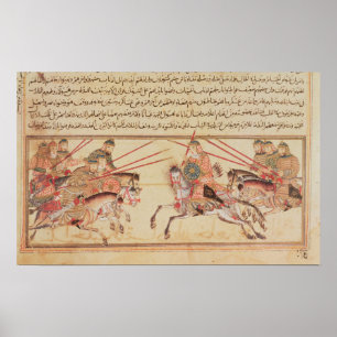 Battle between Mongol tribes, 13th century Poster