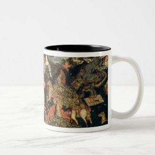Battle between the Russian and Tatar troops Two-Tone Coffee Mug