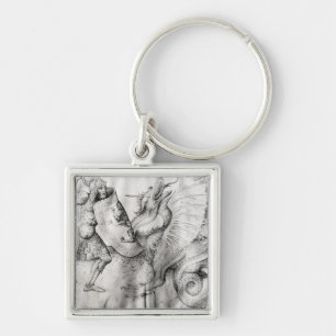 Battle between warriors and a dragon, c.1450 key ring