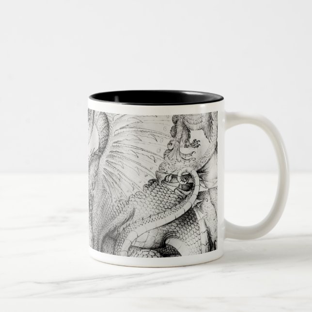Battle between warriors and a dragon, c.1450 Two-Tone coffee mug (Right)