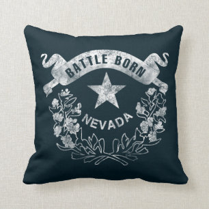 Battle Born - Nevada, Las Vegas. Flag Logo Vintage Cushion