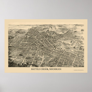 Battle Creek, MI Panoramic Map - 1880s Poster