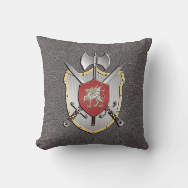 Battle Crest Dragon Grey Cushion (Front)