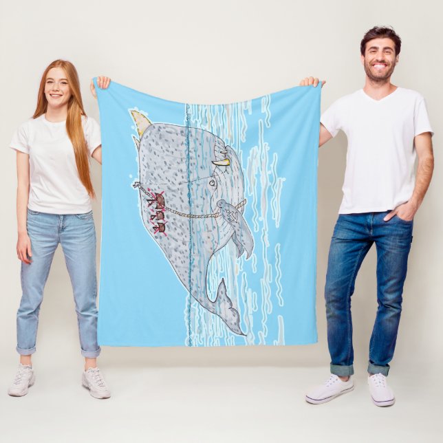 Battle Horn-Whale Fleece Blanket (In Situ)