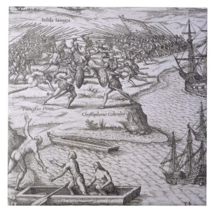 Battle in Jamaica between Christopher Columbus (14 Tile