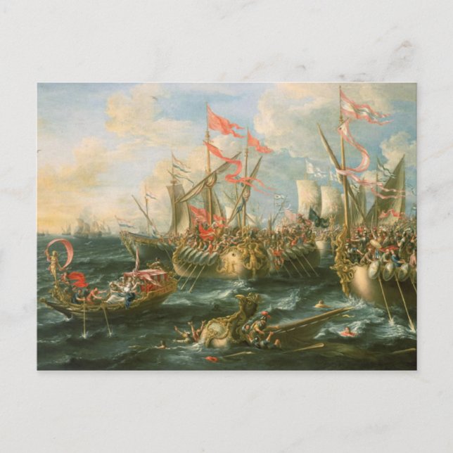 Battle of Actium, Greek and Roman warships Postcard (Front)