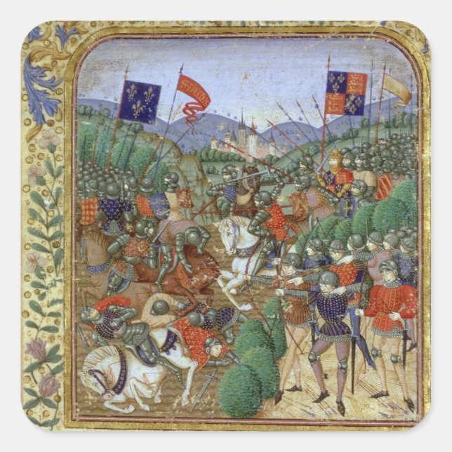 Battle of Agincourt, October 25th 1415 (w/c on pap Square Sticker (Front)
