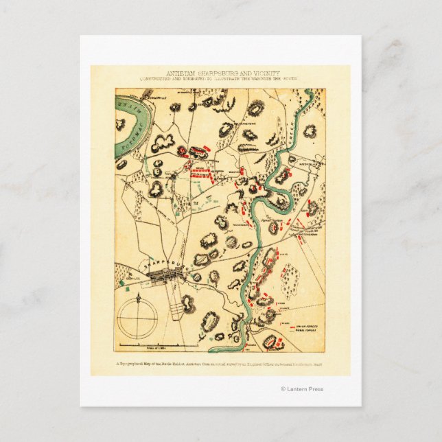 Battle of Antietam - Civil War Panoramic Map 2 Postcard (Front)