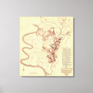 Battle of Antietam - Civil War Panoramic Map 5 Canvas Print
