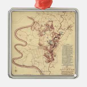 Battle of Antietam - Civil War Panoramic Map 5 Metal Tree Decoration
