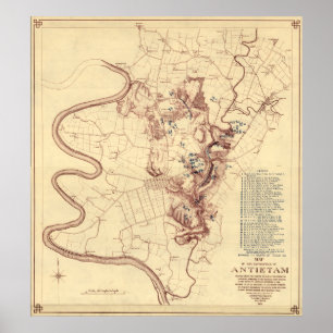 Battle of Antietam - Civil War Panoramic Map 5 Poster