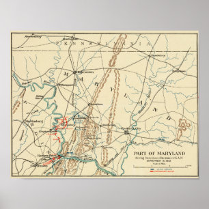 Battle of Antietam - Civil War Panoramic Map 6 Poster