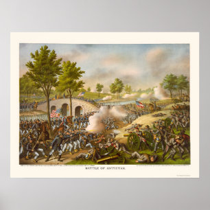 Battle of Antietam Showing General McClellan 1862 Poster