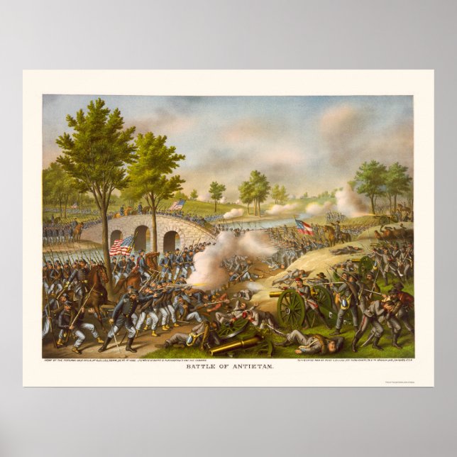Battle of Antietam Showing General McClellan 1862 Poster (Front)
