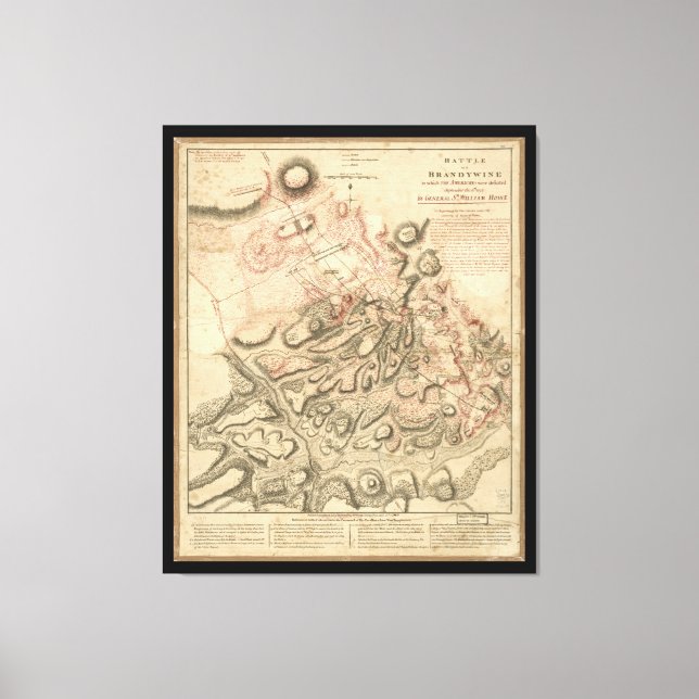Battle of Brandywine American Revolution Map 1784 Canvas Print (Front)