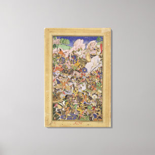 Battle of Bundi, from the Akbarnama, c.1590 (gouac Canvas Print