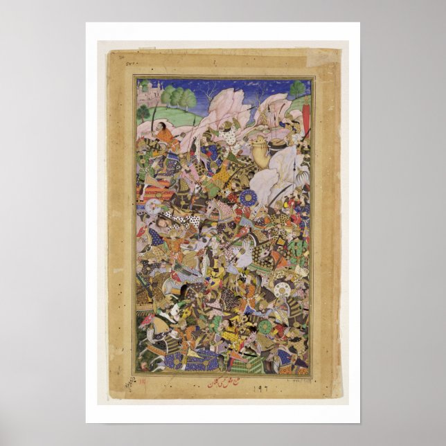 Battle of Bundi, from the Akbarnama, c.1590 (gouac Poster (Front)